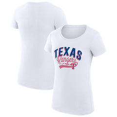 Texas Rangers G-III 4Her by Carl Banks Women's Super-Slim Fit Lightweight Filigree Team T-Shirt - White - MLB on Sale