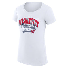 Washington Nationals G-III 4Her by Carl Banks Women's Super-Slim Fit Lightweight Filigree Team T-Shirt - White - MLB Online