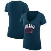 Atlanta Braves G-III 4Her by Carl Banks Women's Super-Slim Fit Lightweight Filigree Team V-Neck T-Shirt - Navy - MLB Online
