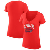 Cleveland Guardians G-III 4Her by Carl Banks Women's Super-Slim Fit Lightweight Filigree Team V-Neck T-Shirt - Red - MLB Sale