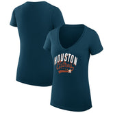 Houston Astros G-III 4Her by Carl Banks Women's Super-Slim Fit Lightweight Filigree Team V-Neck T-Shirt - Navy - MLB Lifestyle