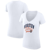 Houston Astros G-III 4Her by Carl Banks Women's Super-Slim Fit Lightweight Filigree Team V-Neck T-Shirt - White - MLB on Sale