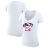 Minnesota Twins G-III 4Her by Carl Banks Women's Super-Slim Fit Lightweight Filigree Team V-Neck T-Shirt - White - MLB Discount