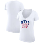Texas Rangers G-III 4Her by Carl Banks Women's Super-Slim Fit Lightweight Filigree Team V-Neck T-Shirt - White - MLB Discount
