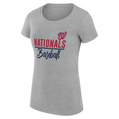 Washington Nationals G-III 4Her by Carl Banks Women's Super-Slim Fit Lightweight Team Graphic T-Shirt - Heather Gray - MLB Lifestyle