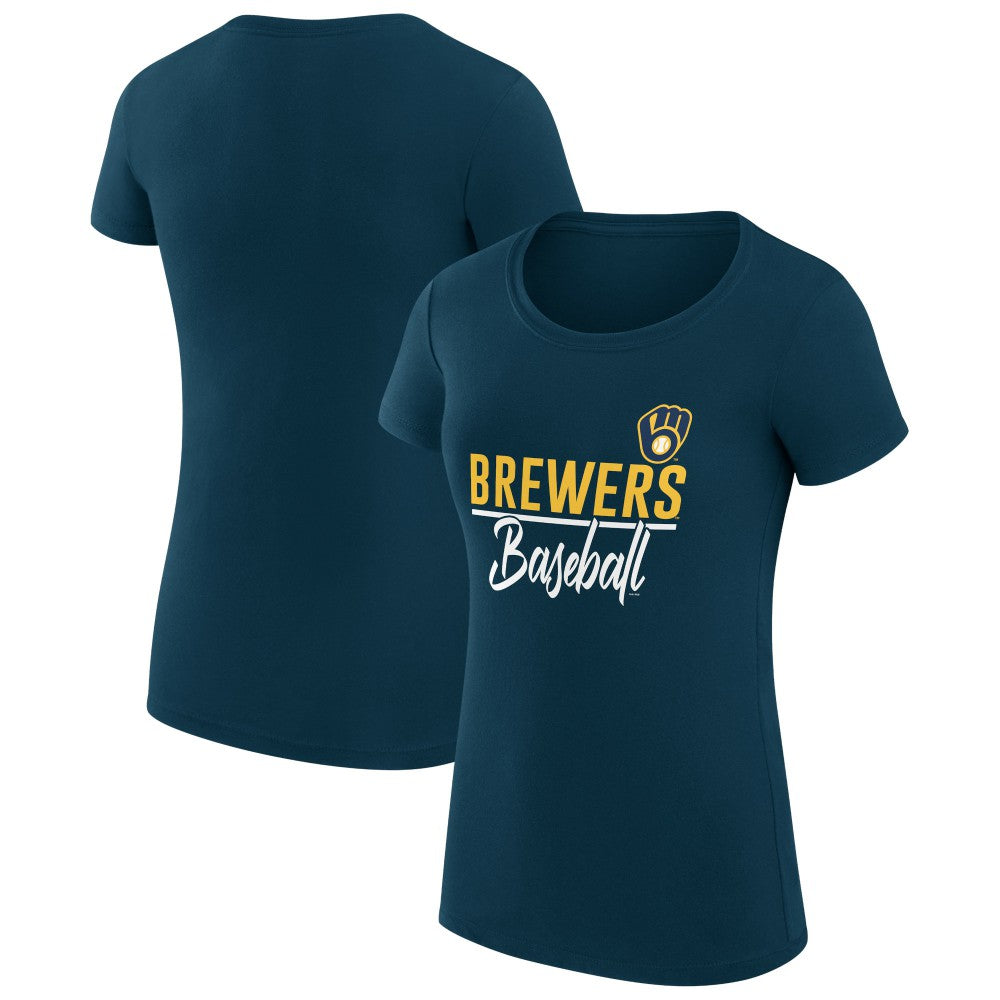 Milwaukee Brewers G-III 4Her by Carl Banks Women's Super-Slim Fit Lightweight Team Graphic T-Shirt - Navy - MLB Online