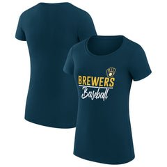 Milwaukee Brewers G-III 4Her by Carl Banks Women's Super-Slim Fit Lightweight Team Graphic T-Shirt - Navy - MLB Online