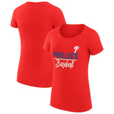 Philadelphia Phillies G-III 4Her by Carl Banks Women's Super-Slim Fit Lightweight Team Graphic T-Shirt - Red - MLB Discount