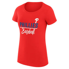 Philadelphia Phillies G-III 4Her by Carl Banks Women's Super-Slim Fit Lightweight Team Graphic T-Shirt - Red - MLB Discount