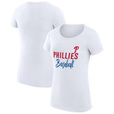 Philadelphia Phillies G-III 4Her by Carl Banks Women's Super-Slim Fit Lightweight Team Graphic T-Shirt - White - MLB Lifestyle