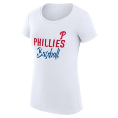 Philadelphia Phillies G-III 4Her by Carl Banks Women's Super-Slim Fit Lightweight Team Graphic T-Shirt - White - MLB Lifestyle