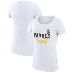 San Diego Padres G-III 4Her by Carl Banks Women's Super-Slim Fit Lightweight Team Graphic T-Shirt - White - MLB Sale