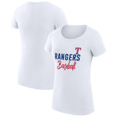 Texas Rangers G-III 4Her by Carl Banks Women's Super-Slim Fit Lightweight Team Graphic T-Shirt - White - MLB Lifestyle