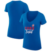 Chicago Cubs G-III 4Her by Carl Banks Women's Super-Slim Fit Lightweight Team Graphic V-Neck T-Shirt - Royal - MLB Online