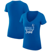 Kansas City Royals G-III 4Her by Carl Banks Women's Super-Slim Fit Lightweight Team Graphic V-Neck T-Shirt - Royal - MLB Sale