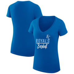 Kansas City Royals G-III 4Her by Carl Banks Women's Super-Slim Fit Lightweight Team Graphic V-Neck T-Shirt - Royal - MLB Sale