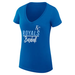 Kansas City Royals G-III 4Her by Carl Banks Women's Super-Slim Fit Lightweight Team Graphic V-Neck T-Shirt - Royal - MLB Sale