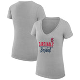 St. Louis Cardinals G-III 4Her by Carl Banks Women's Super-Slim Fit Lightweight Team Graphic V-Neck T-Shirt - Heather Gray - MLB Discount