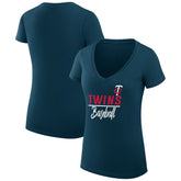 Minnesota Twins G-III 4Her by Carl Banks Women's Super-Slim Fit Lightweight Team Graphic V-Neck T-Shirt - Navy - MLB Online