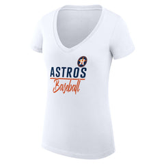 Houston Astros G-III 4Her by Carl Banks Women's Super-Slim Fit Lightweight Team Graphic V-Neck T-Shirt - White - MLB Discount