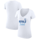 Kansas City Royals G-III 4Her by Carl Banks Women's Super-Slim Fit Lightweight Team Graphic V-Neck T-Shirt - White - MLB Lifestyle
