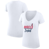 Los Angeles Angels G-III 4Her by Carl Banks Women's Super-Slim Fit Lightweight Team Graphic V-Neck T-Shirt - White - MLB Discount