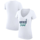 Seattle Mariners G-III 4Her by Carl Banks Women's Super-Slim Fit Lightweight Team Graphic V-Neck T-Shirt - White - MLB on Sale