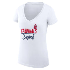 St. Louis Cardinals G-III 4Her by Carl Banks Women's Super-Slim Fit Lightweight Team Graphic V-Neck T-Shirt - White - MLB on Sale