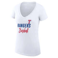 Texas Rangers G-III 4Her by Carl Banks Women's Super-Slim Fit Lightweight Team Graphic V-Neck T-Shirt - White - MLB Sale