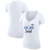 Toronto Blue Jays G-III 4Her by Carl Banks Women's Super-Slim Fit Lightweight Team Graphic V-Neck T-Shirt - White - MLB Online