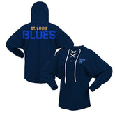 St. Louis Blues Fanatics Women's Jersey Lace-Up V-Neck Long Sleeve Hoodie T-Shirt - Navy - NHL 200459757
