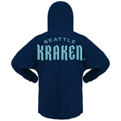 Seattle Kraken Fanatics Women's Jersey Lace-Up V-Neck Long Sleeve Hoodie T-Shirt - Deep Sea Blue - NHL 200459758