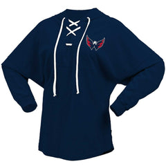 Washington Capitals Fanatics Women's Jersey Lace-Up V-Neck Long Sleeve Hoodie T-Shirt - Navy - NHL 200459759