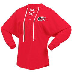 Carolina Hurricanes Fanatics Women's Jersey Lace-Up V-Neck Long Sleeve Hoodie T-Shirt - Red - NHL 200459768