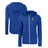 New York Mets Cutter & Buck Women's Daybreak Eco Recycled Full-Zip Hoodie - Royal - MLB Lifestyle