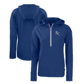 Kansas City Royals Cutter & Buck Women's Daybreak Eco Recycled Half-Zip Hoodie - Royal - MLB Lifestyle