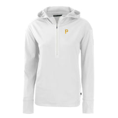 Pittsburgh Pirates Cutter & Buck Women's Daybreak Eco Recycled Half-Zip Hoodie - White - MLB Lifestyle