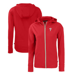 Philadelphia Phillies Cutter & Buck Women's Daybreak Eco Recycled Full-Zip Hoodie - Red - MLB on Sale