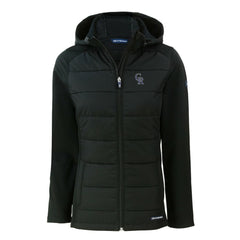 Colorado Rockies Cutter & Buck Women's Evoke Hybrid Eco Softshell Recycled Full-Zip Hoodie Jacket - Black - MLB on Sale