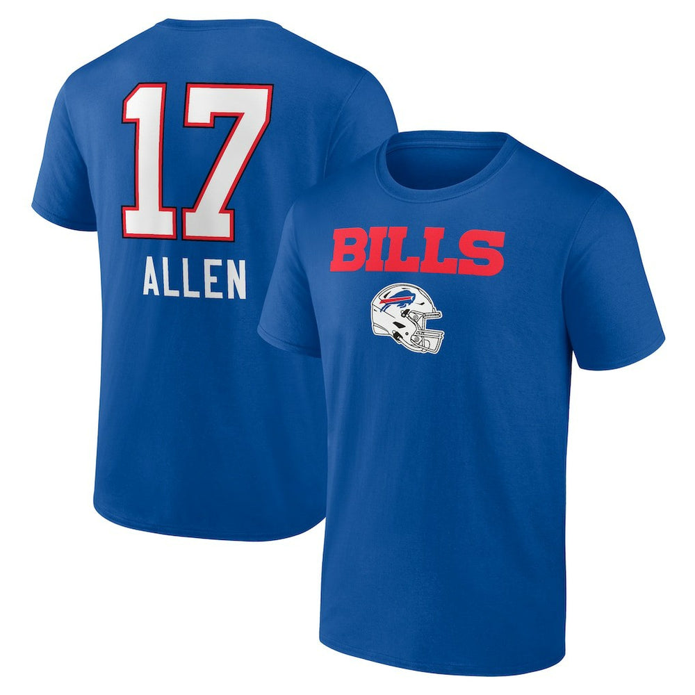 Josh Allen Buffalo Bills Team Wordmark Name & Number T-Shirt Royal