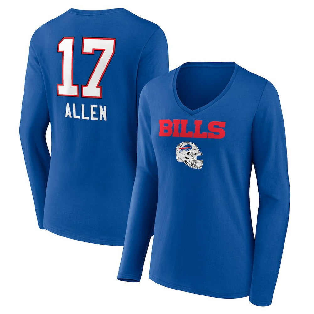 Josh Allen Buffalo Bills Women's Team Wordmark Long Sleeve V-Neck T-Shirt Royal