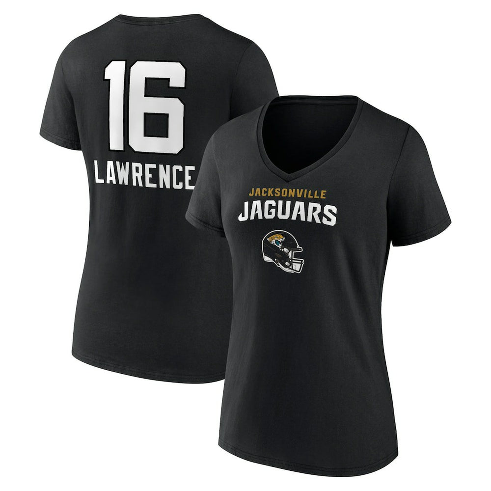Trevor Lawrence Jacksonville Jaguars Women's Team Wordmark Name & Number V-Neck T-Shirt Black