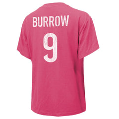 Joe Burrow Cincinnati Bengals Majestic Threads Women's Name & Number T-Shirt Pink