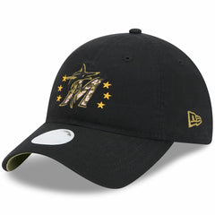 Miami Marlins New Era Women's 2024 Armed Forces Day 9TWENTY Adjustable Hat - Black - New Era Lifestyle