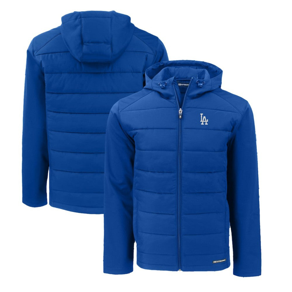 Los Angeles Dodgers Cutter & Buck Evoke Hybrid Eco Softshell Recycled Full-Zip Hoodie - Royal - MLB Discount