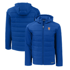 New York Mets Cutter & Buck Evoke Hybrid Eco Softshell Recycled Full-Zip Hoodie - Royal - MLB Sale