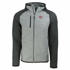 Cincinnati Reds Cutter & Buck Mainsail Full-Zip Hooded Jacket - Heather Charcoal/Heather Gray - MLB Sale