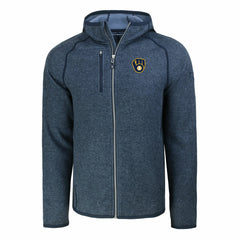 Milwaukee Brewers Cutter & Buck Mainsail Full-Zip Hooded Jacket - Heather Navy - MLB Lifestyle
