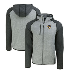 Milwaukee Brewers Cutter & Buck Mainsail Full-Zip Hooded Jacket - Heather Charcoal/Heather Gray - MLB Sale