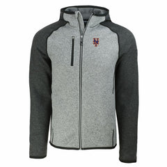 New York Mets Cutter & Buck Mainsail Full-Zip Hooded Jacket - Heather Charcoal/Heather Gray - MLB Online